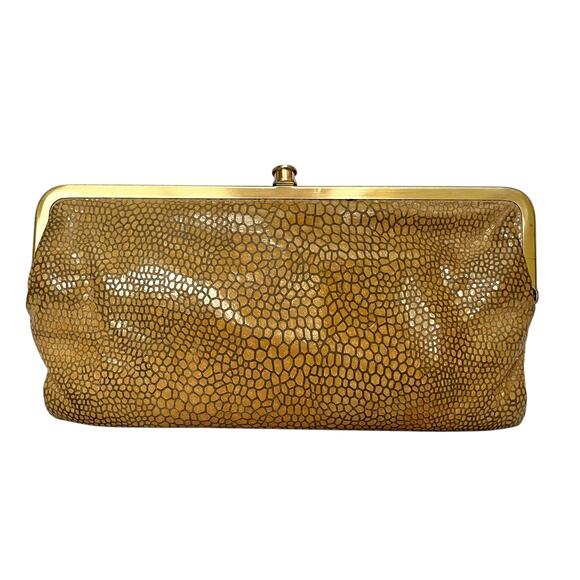 Hobo Lauren Exotic Print Leather Double-Frame Wallet Clutch Purse - Picture 1 of 8